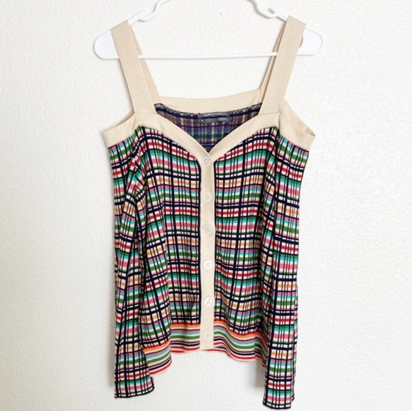 Anthropologie Cold Shoulder Button Bell Sleeve Knit Crop Top - Picture 1 of 12